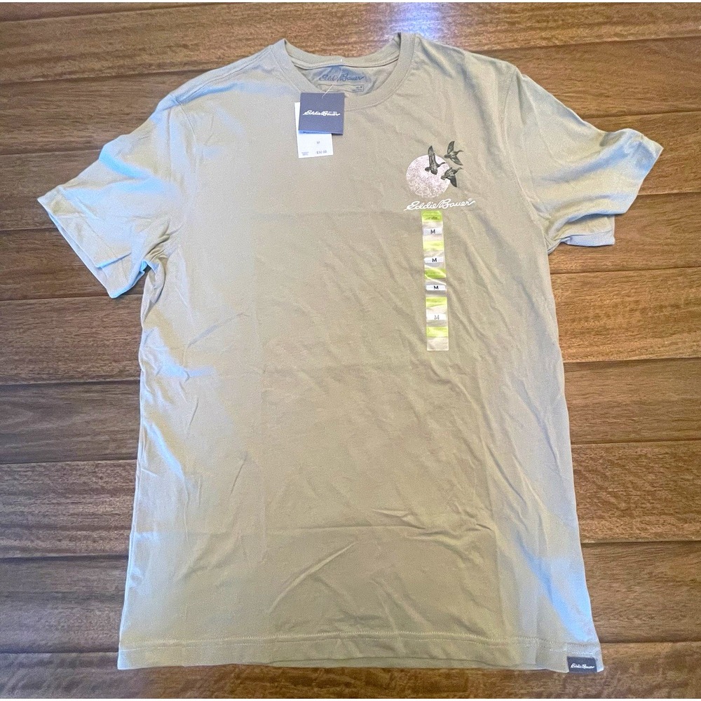 Eddie Bauer Men's Green Graphic Logo Crew Neck Short Sleeve Tee M A216